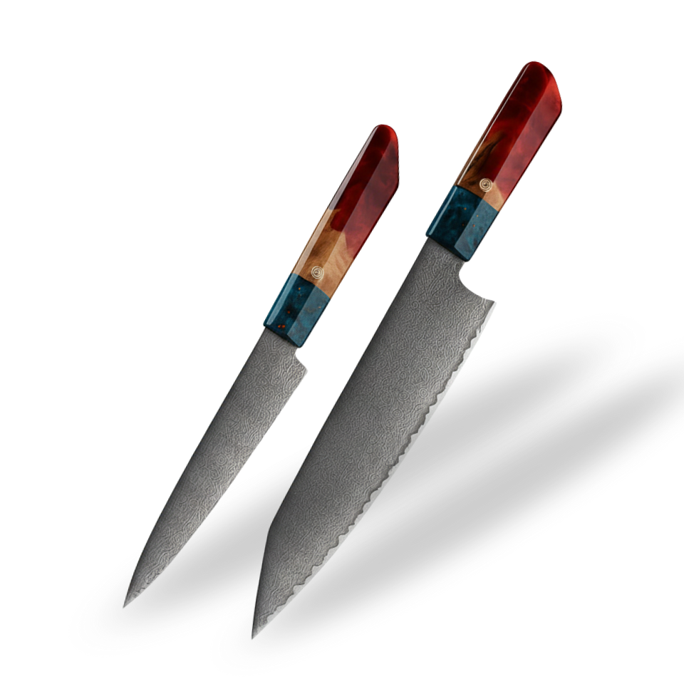 Set de 2 Couteaux Japonais Kiritsuke & Office | Collection Kurouchi